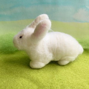 White rabbit needlefelted soft bunny sculpture, figurine image 6