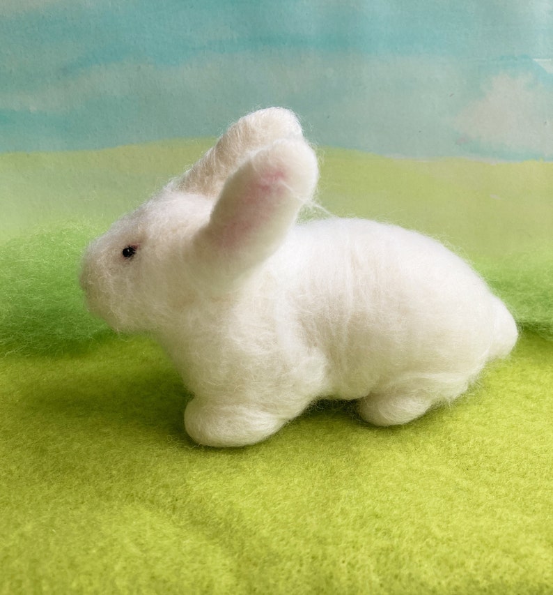White rabbit needlefelted soft bunny sculpture, figurine image 6