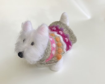 Westie wearing an Easter sweater figurine, west highland white terrier gift, pet memorial, ready to ship!