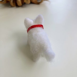 Small westie miniature wearing a red collar figurine west highland white terrier gift, Valentines Day gift ready to ship image 3