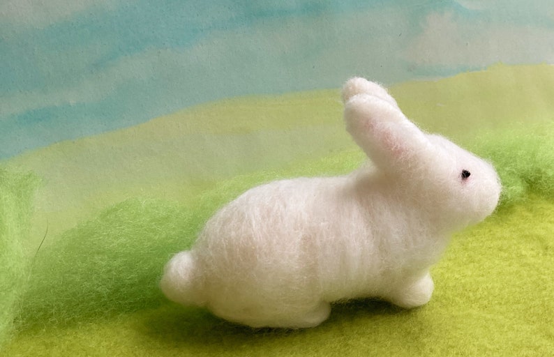 White rabbit needlefelted soft bunny sculpture, figurine image 9