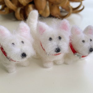 Small westie miniature wearing a red collar figurine west highland white terrier gift, Valentines Day gift ready to ship image 8