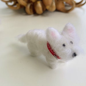 Small westie miniature wearing a red collar figurine west highland white terrier gift, Valentines Day gift ready to ship image 7