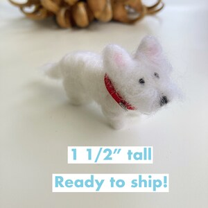 Small westie miniature wearing a red collar figurine west highland white terrier gift, Valentines Day gift ready to ship image 4