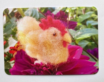 Hen greeting card, chicken card, folded