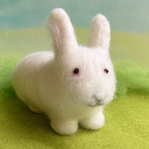 White rabbit needlefelted soft bunny sculpture, figurine image 1