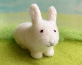 White rabbit needlefelted soft bunny sculpture, figurine