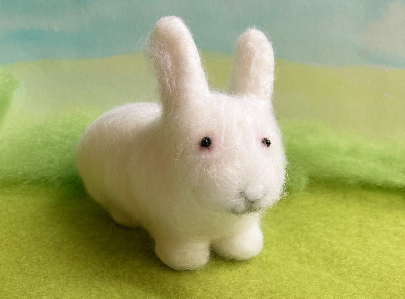 White rabbit needlefelted soft bunny sculpture, figurine image 1