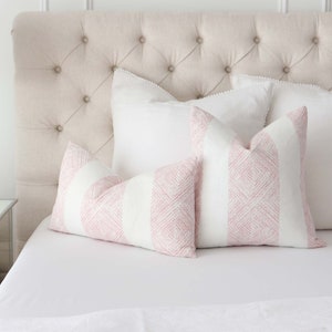 Blush Pink Hand Printed Decorative Lumbar Throw Pillow Cover for Bedroom Bedding Cushion Cover Toss Accent Designer Thibaut Clipperton Etsy Canada