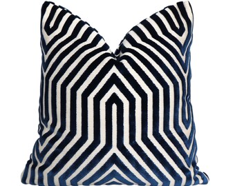 26 or lumbar pillow throw pillow chevron marine velvet 22 Decorative Pillow Cover Schumacher Light Blue Vanderbilt Velvet 18 20 24