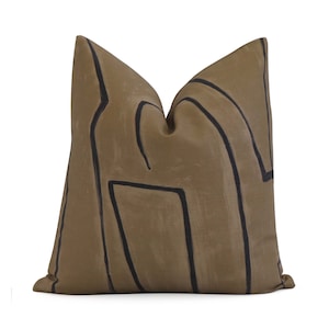SALE Kelly Wearstler Graffito Java Brown and Black Pillow Cover, Brown Cushion Sham, 8x18&quot;, 8x20&quot;, 8x22&quot; Zippered Cushion Cover