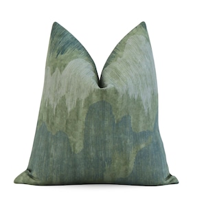 Cascadia Jadestone Green Throw Pillow Cover with Zipper, Rectangle Square Euro Sham Modern Cushion Case, Kelly Wearstler Designer Textile