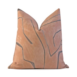 Kelly Wearstler Graffito Rosa Pillow Cover with Zipper, Modern Home Decor, Dark Pink and Brown Designer Cushion Sham, Brownish Pink Decor