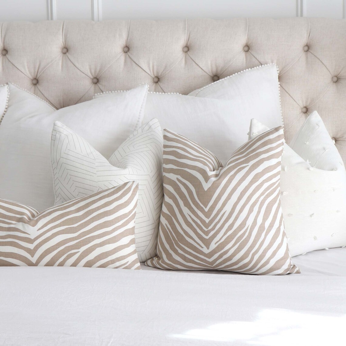 Tan and White Zebra Print Pillow Case with Zipper Zebra Etsy