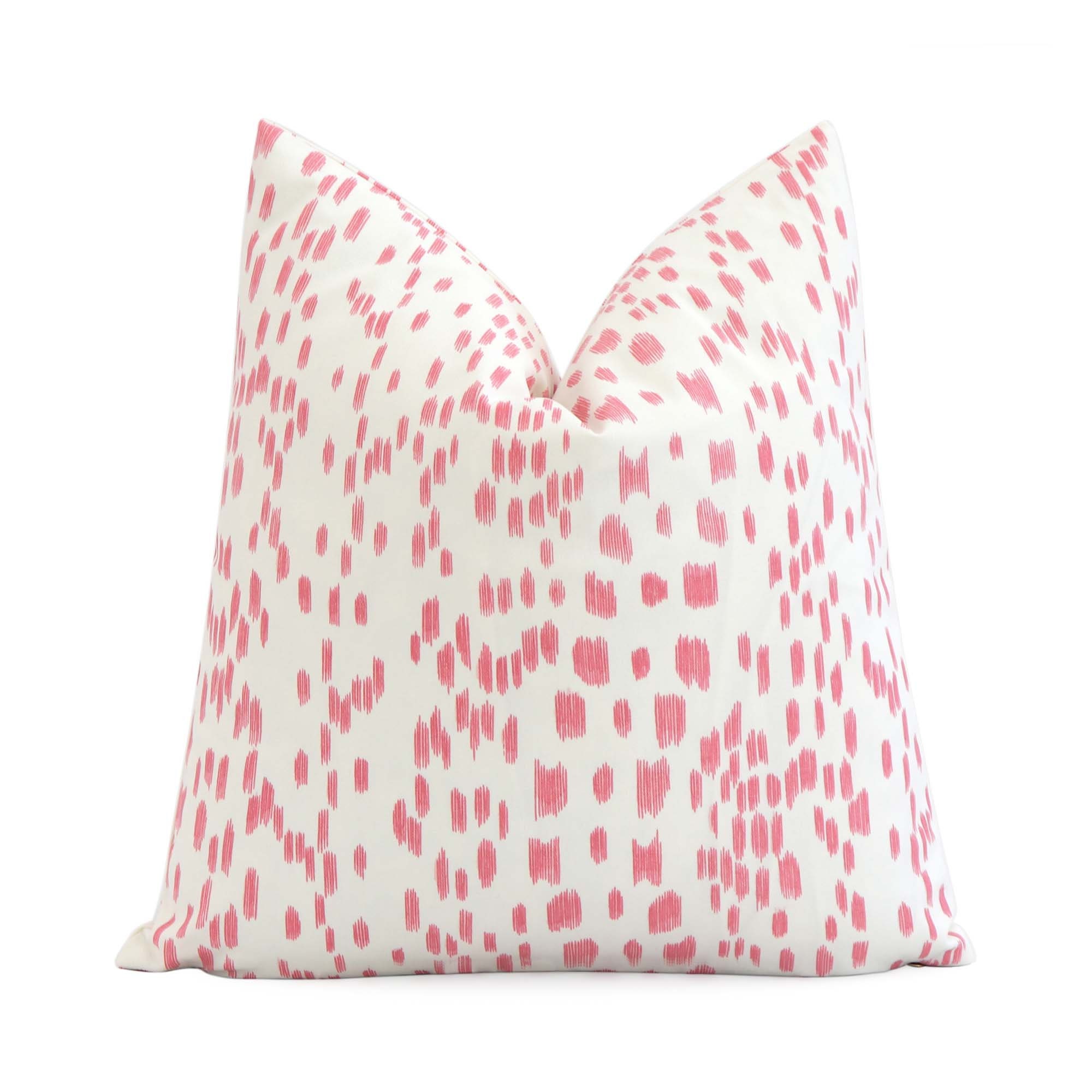 Brunschwig Fils Les Touches Petal Pink and White Decorative Designer Pillow With Zipper Square Eurosham or Lumbar Leopard Animal Print Etsy Canada