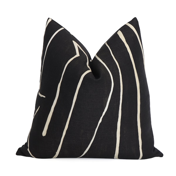 Kelly Wearstler Graffito Pillow Cover, Onyx Beige, Modern Home Decor, Black Cushion Sham, Black Pillows, Black Cushion, Black Cushion, Gift