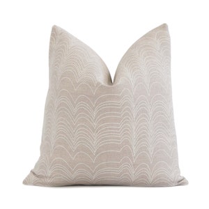 SAMPLE SALE Schumacher Richter Stripe Natural Throw Pillow Cover, Ivory Beige Square Euro Sham Pillows, Cushion Case, Throw Accent