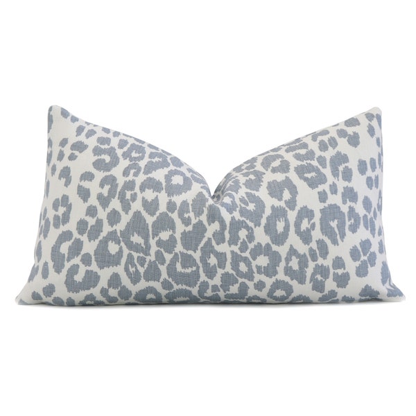 Blue Leopard Pillow Etsy