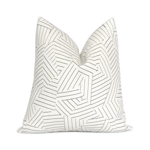 SAMPLE SALE Schumacher Deconstructed Stripe Black Throw Pillow Cover with Zipper, Linen Euro Sham Cushion Case, Designer Pillows
