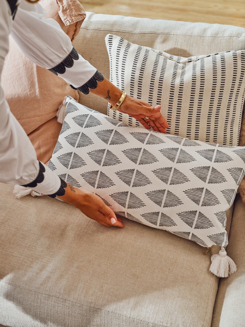 Tia Mowry x Etsy Geo Tassel Lumbar Tassel throw pillow | Etsy
