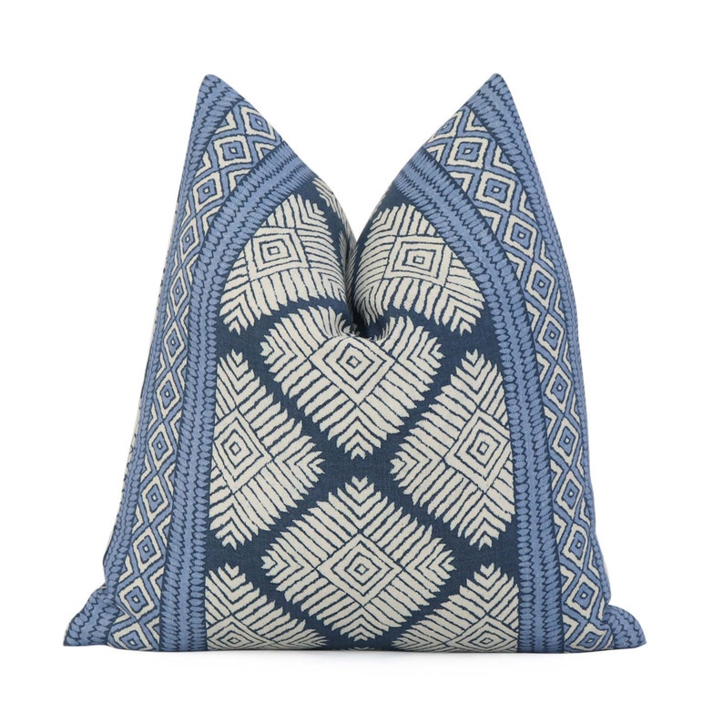 Thibaut Austin Navy Geometric Designer Linen Pillow Cover image 1