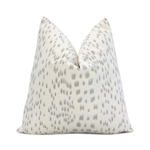 Brunschwig Fils Les Touches Grey White Decorative Designer Pillow Cover with Zipper, Square, Eurosham or Lumbar, Leopard Animal Print