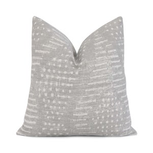 Thibaut Mali Grey Throw Pillow Cover with Zipper, Light Gray and White, Batik Designer Euro Sham Cushion Case for Decor, Accent Toss Pillows