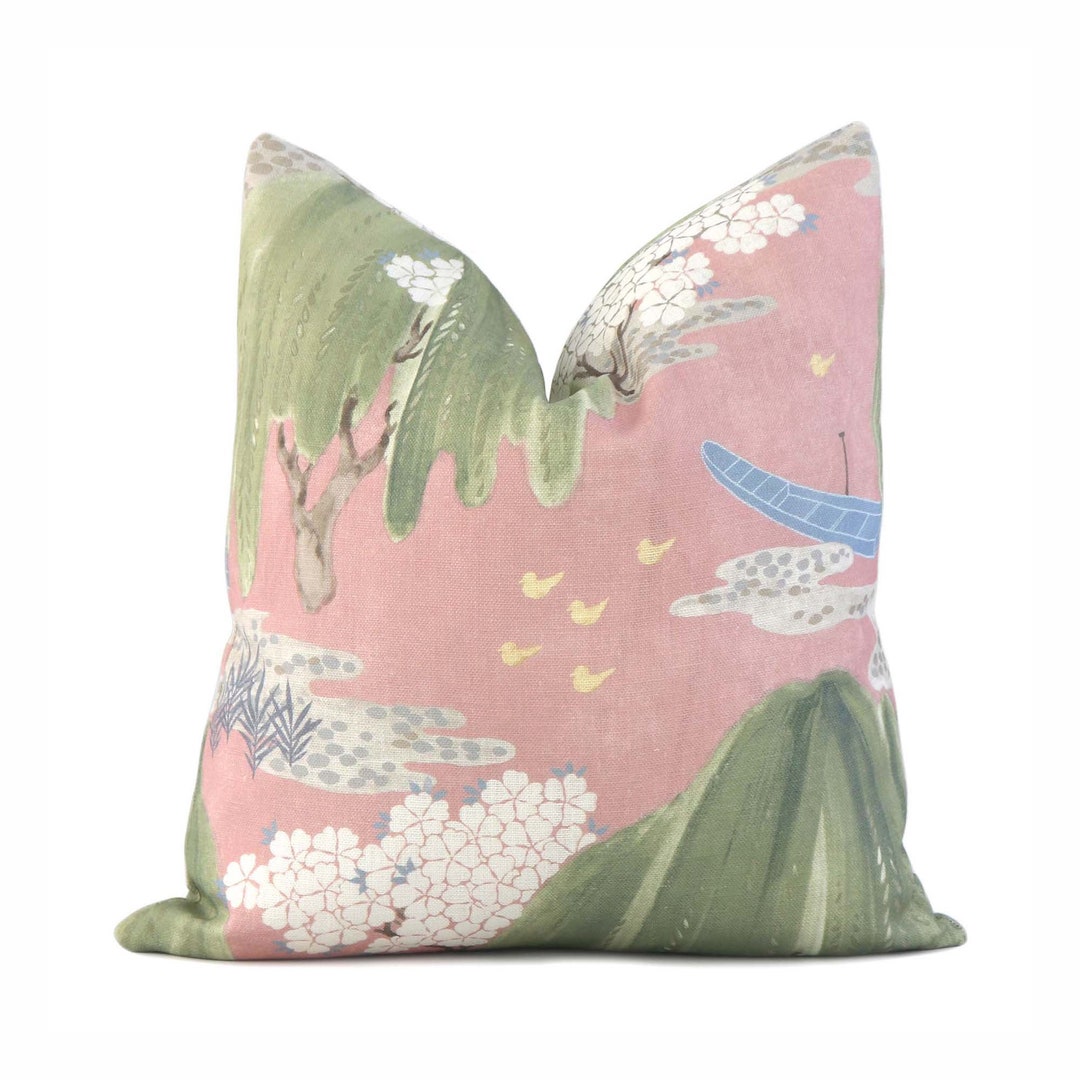 Thibaut Willow Tree Blush Pink Decorative Throw Pillow With Gold