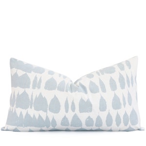 Schumacher Queen of Spain Sky Pillow Cover, Baby Blue and White Long Lumbar Body Pillow, Zippered Rectangle Accent Cushion 12x20 12x22 10x20