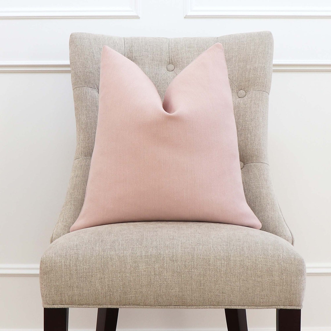 Linen Solid Light Pink Throw Pillow Cover With Zipper Neutral Etsy