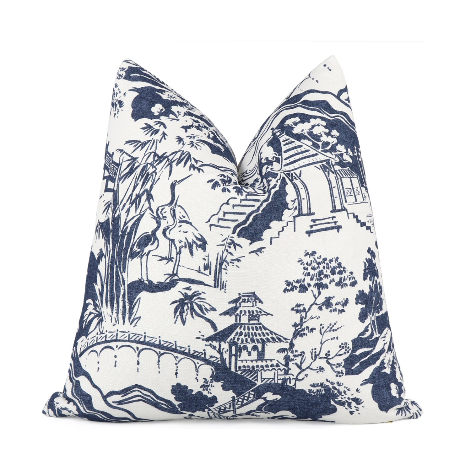 Blue Chinoiserie Throw Pillow Cover with Zipper for Living Etsy