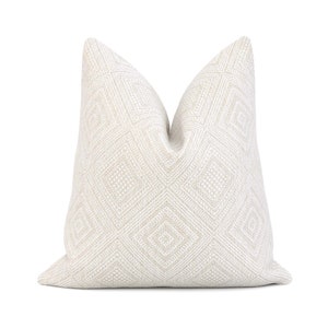 SALE Scalamandre Antigua Weave Alabaster White Throw Pillow Cover with Zipper, Geometric Jacquard Eurosham, Accent Slip Case for Home Decor