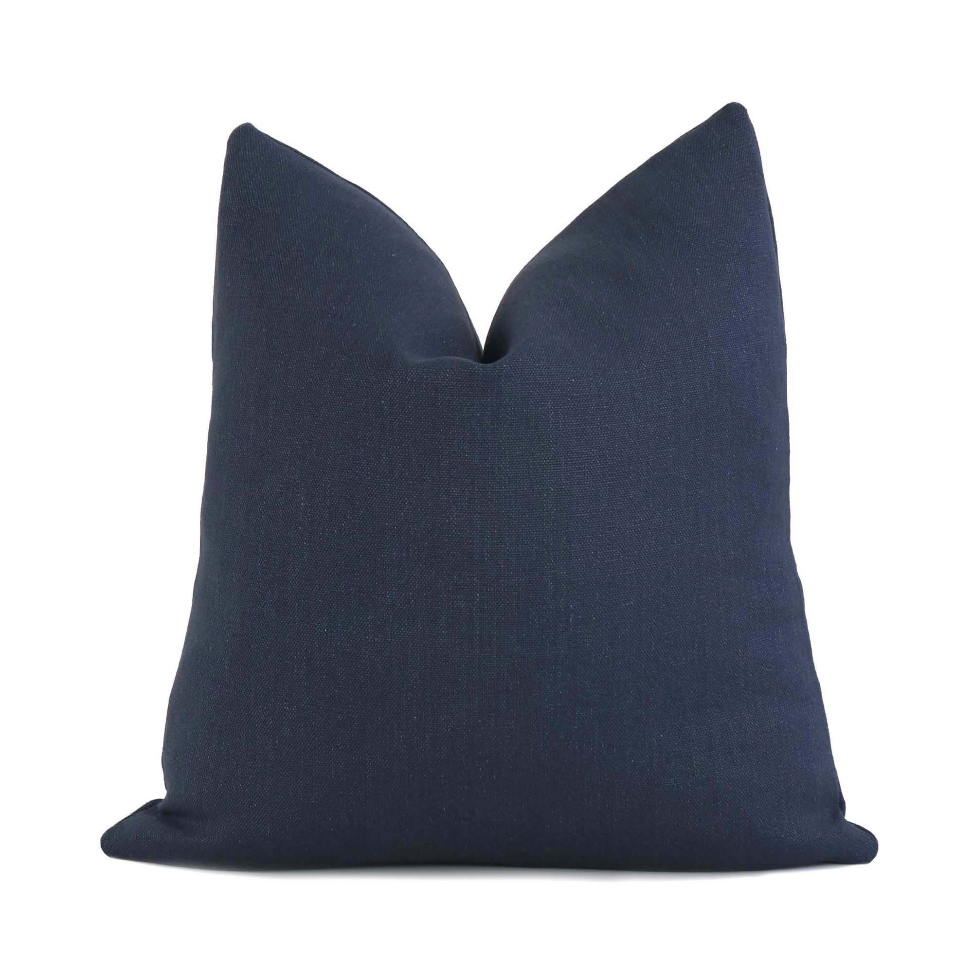 Solid Indigo Blue Linen Lumbar Pillow Cover With Zipper Linen Etsy