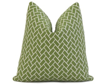 Thibaut Cobblestone Spring Green Decorative Throw Pillow Cover with Zipper, Textured Woven Chevron Euro Sham Cushion Case for New Home Sofa