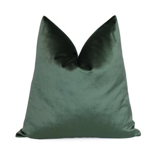 SAMPLE SALE Forest Green Velvet Decorative Pillow Cover, 16x16&quot; Square 12x16&quot; Lumbar, Solid Velvet Zippered Cushion Cover, Velluto Viridian