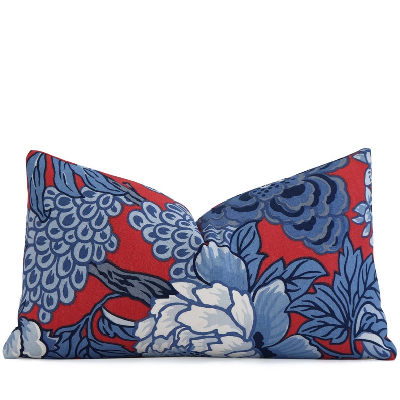 Thibaut Honshu Red and Blue Throw Pillow Cover With Zipper Etsy
