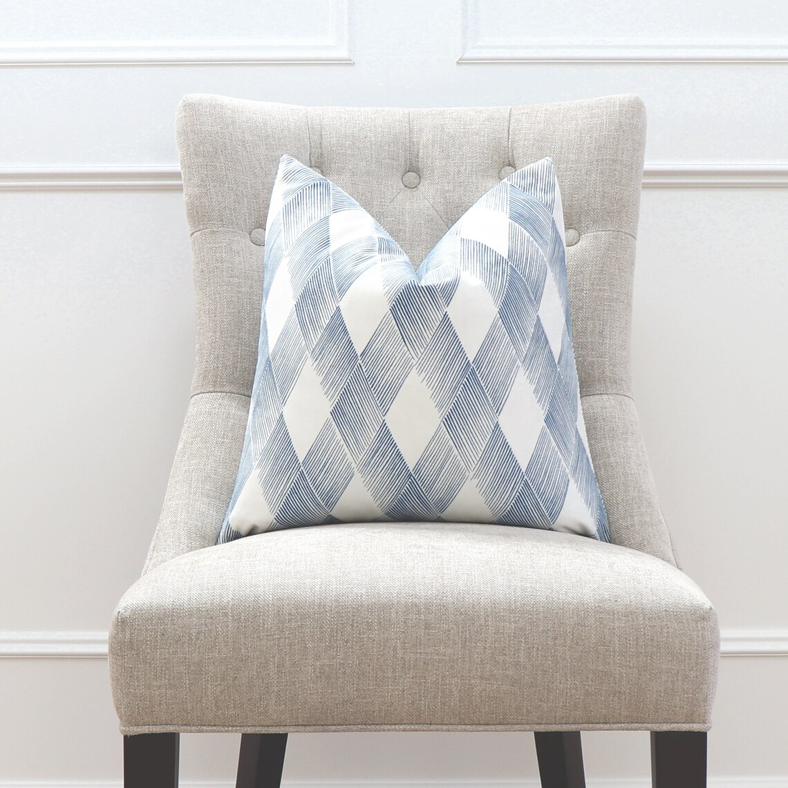 Blue and White Geometric Cushion Cover With Zipper Blue Etsy