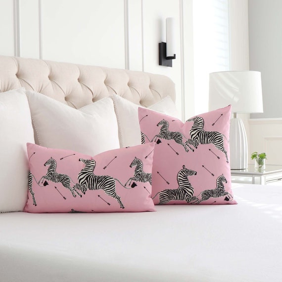 Pink and black throw pillows discount