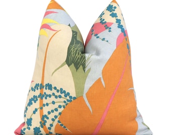 SALE Schumacher Ananas Tropical Throw Pillow Cover with Zipper, Colorful Accent Toss, 8x22" 10x20" rectangle and 12" 14"  18" 20" 16" square