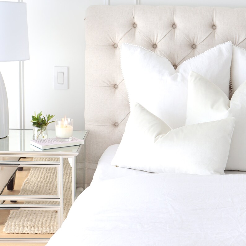 Pearl White Velvet Pillow Cover Square Euro Sham Lumbar Etsy