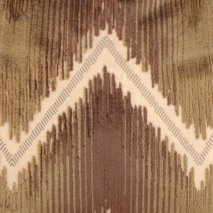 May include: Brown and beige fabric with a geometric pattern. The fabric has a textured, woven look.
