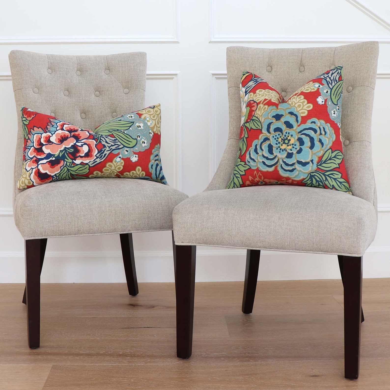 Thibaut Honshu Coral and Green Throw Pillow Cover With Zipper Etsy