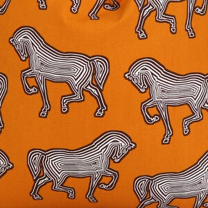 Schumacher Faubourg Horse Orange | 4x4" Fabric Sample