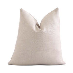Solid Linen Light Beige Throw Pillow Cover with Gold Zipper, Neutral Layering Cushion Sham Cases for Sofa Couch Bedding, Tay