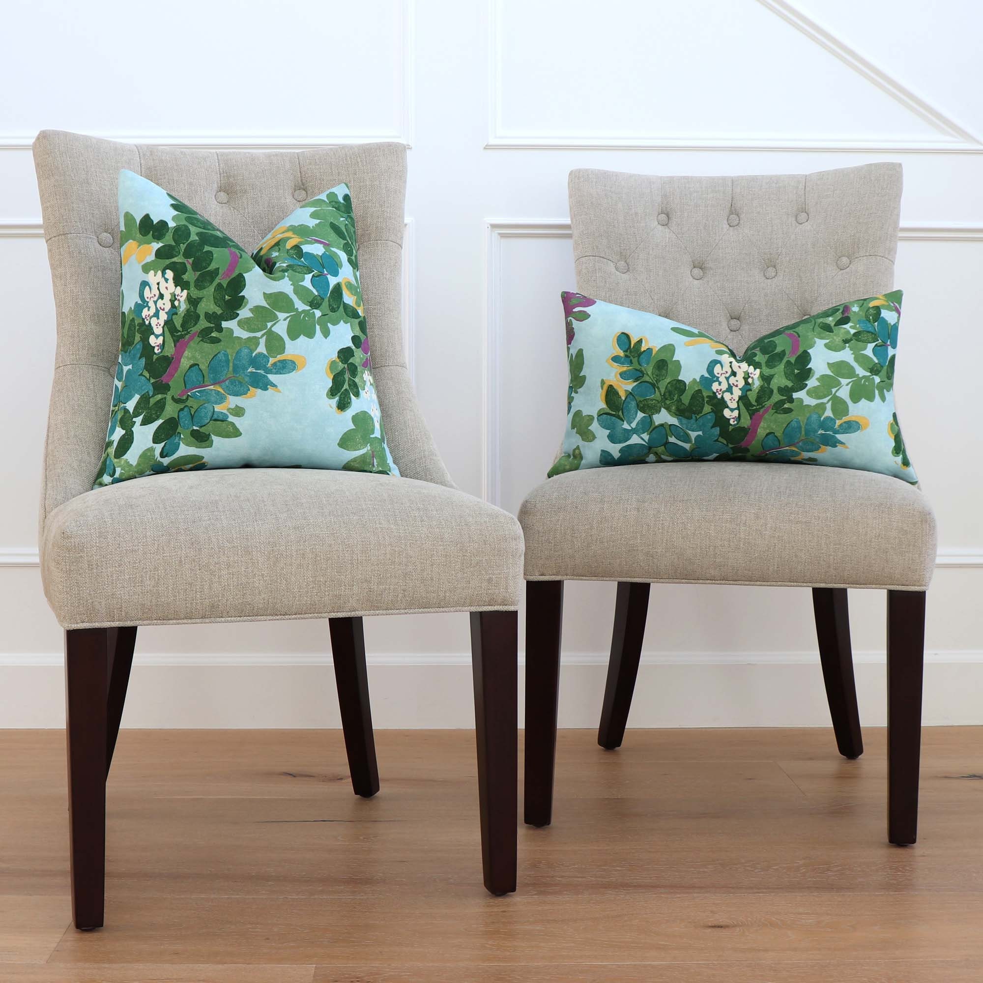 Colorful Blue Green Chinoiserie Floral Throw Pillow Cover Etsy