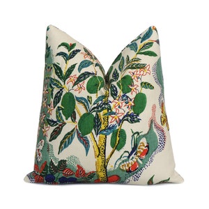 SAMPLE SALE Schumacher Citrus Garden in Primary, Lime Tree Throw Pillow Cover, Linen Square Sham Cushion Case Accent, Josef Frank