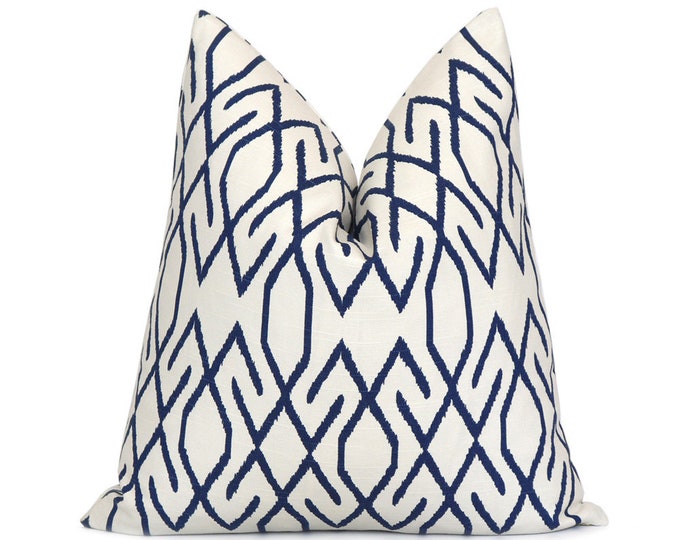 Dark Navy Pillow Cover 18x18, Blue Throw Pillow, Blue Cushion, Zig Zag Pillow, Accent Pillow