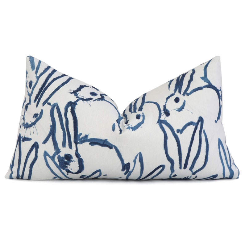 Blue and White Animal Lumbar Throw Pillow Cover Case for Etsy