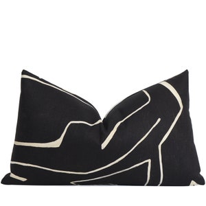 SALE Kelly Wearstler Graffito Onyx Pillow Cover, 8x18&quot;, 8x20&quot;, 8x22&quot; 20x52&quot; Zippered Cushion Sham, Black Rectangle Lumbar Pillows Lee Jofa