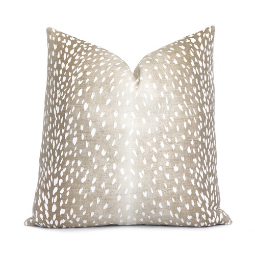Handmade Pillow Cover Linen Pillow Case with Gold Zipper Antelope